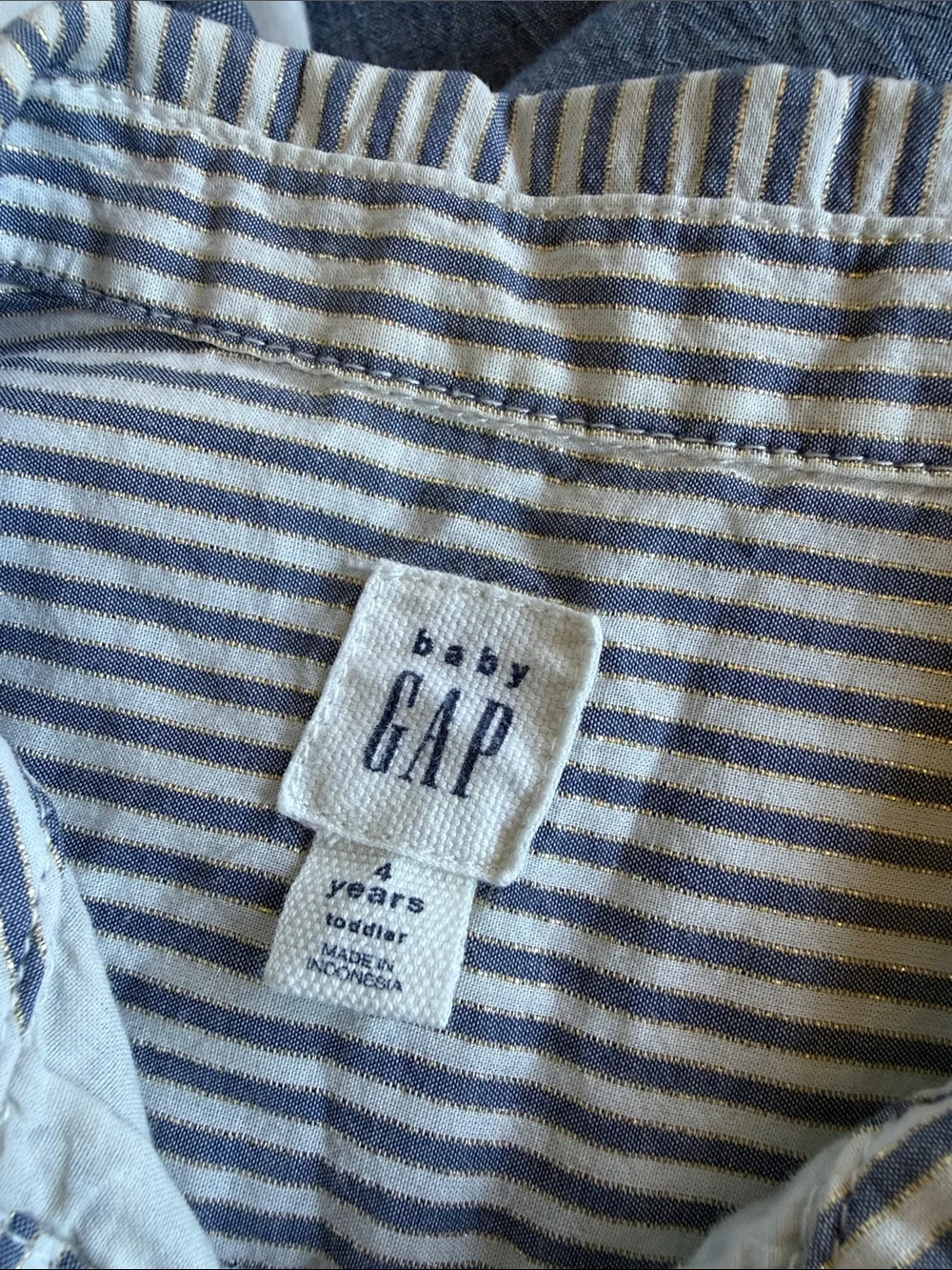 GAP Blue and White Striped Sleeveless Shirt Dress